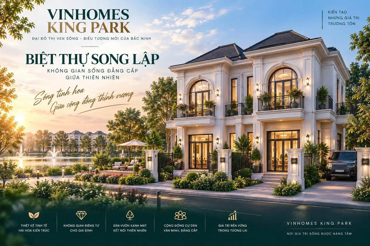 Phối cảnh biệt thự song lập Vinhomes King Park