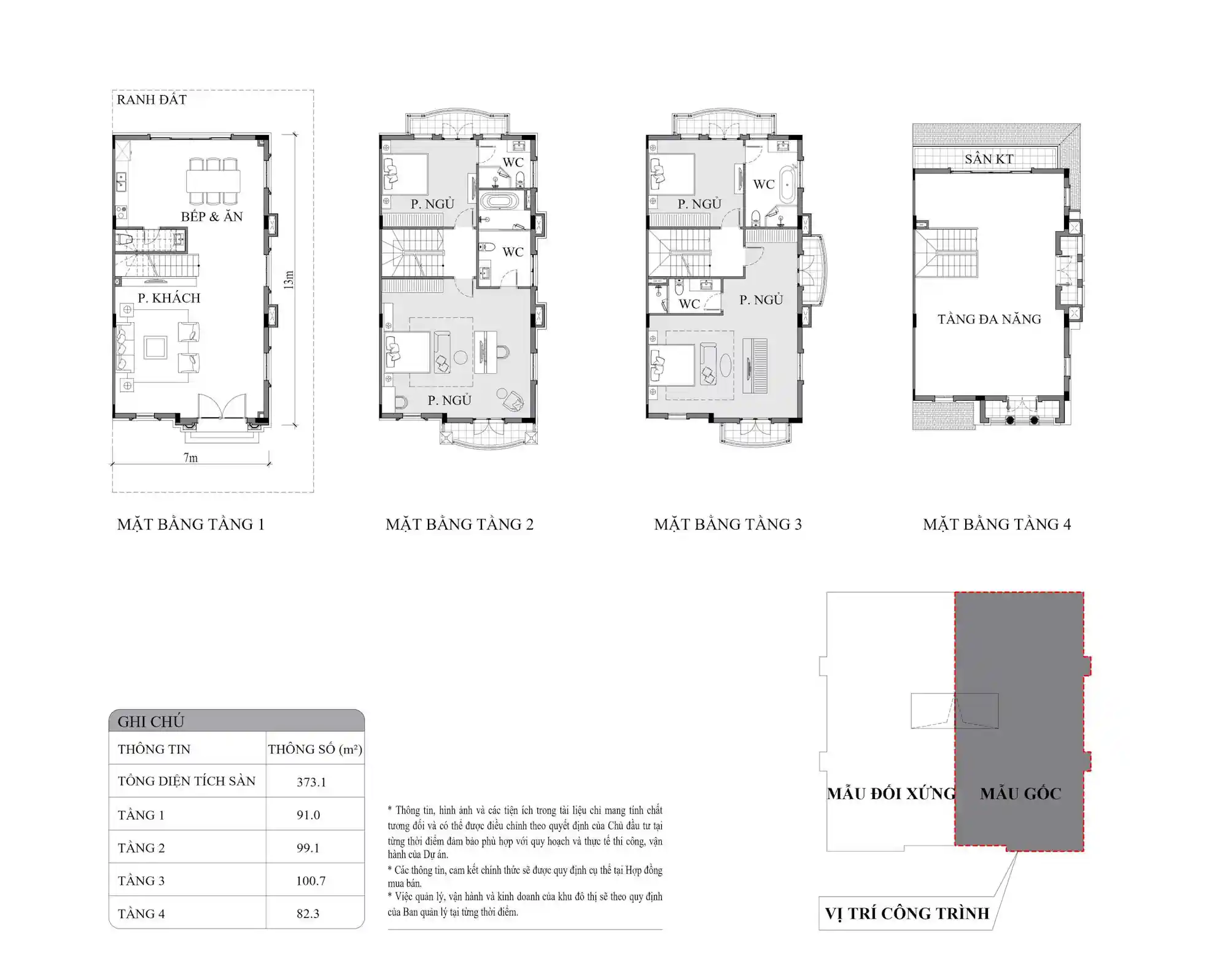 Mặt bằng biệt thự song lập 9x18m Vinhomes King Park